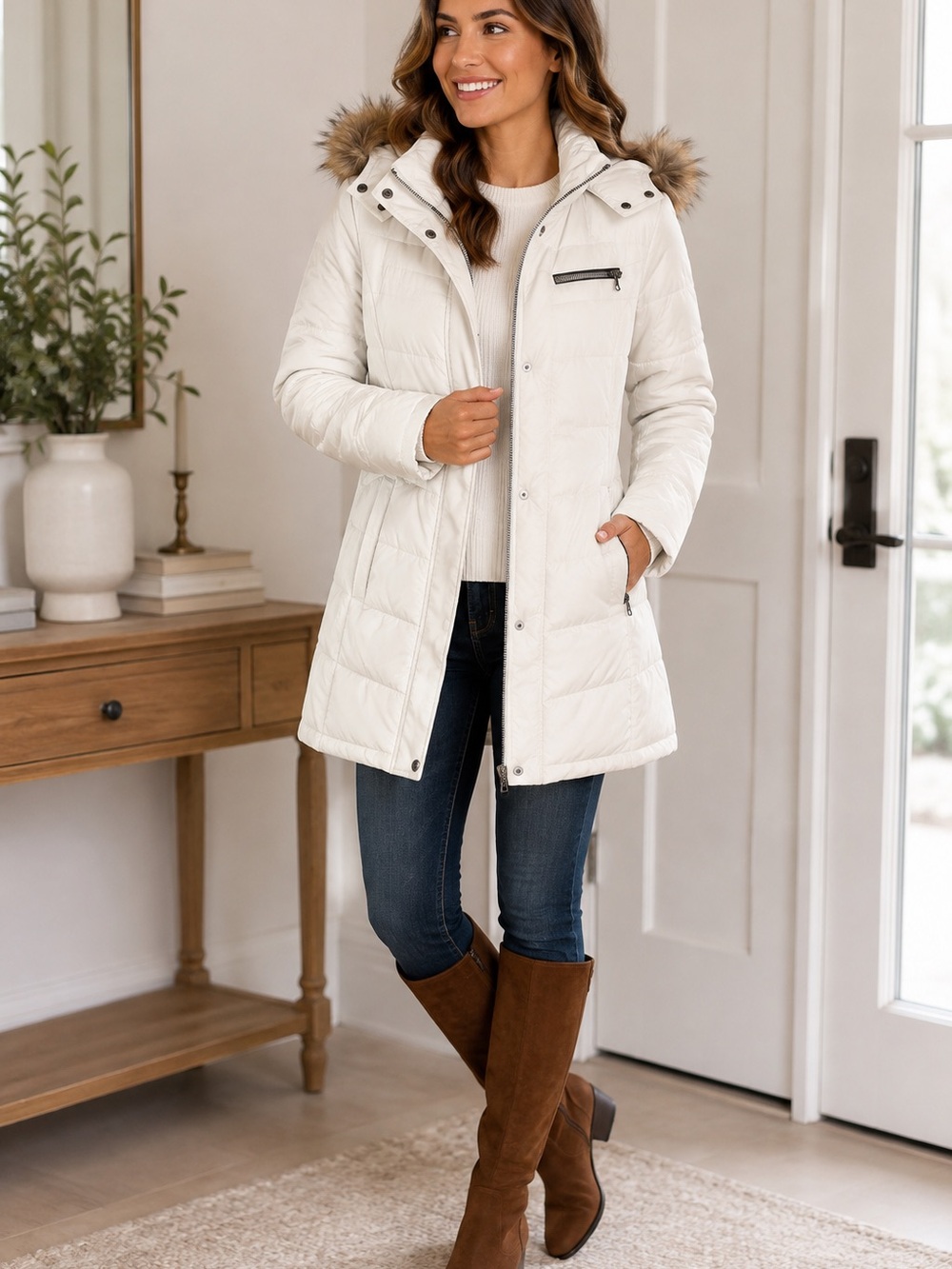 Marc New York Andrew Marc Down Puffer Coat Coyote Fur Hood S